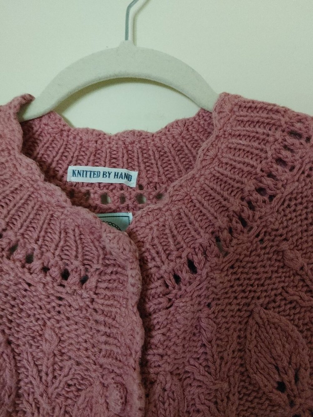Cape Isle Knitter Vintage Hand Knit Cardigan Sweater Rose Size S - Picture 6 of 7